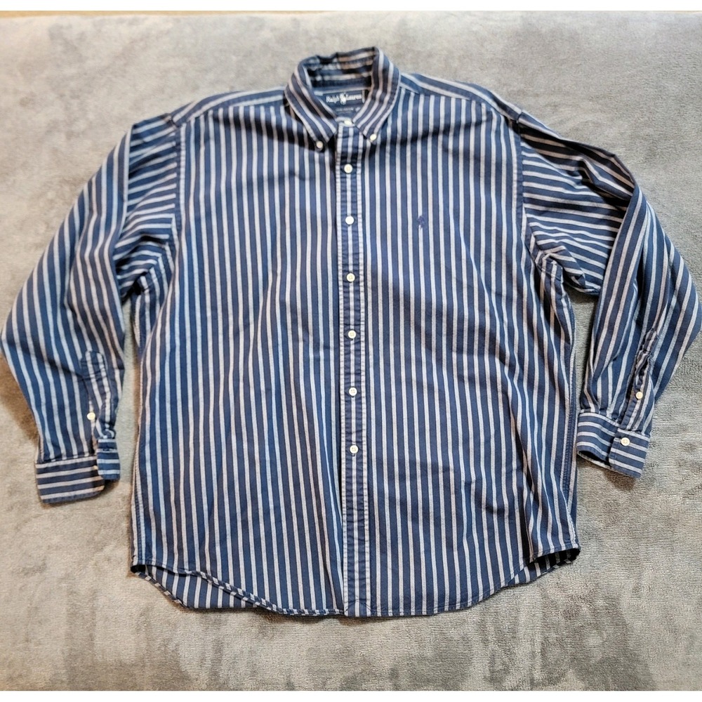 Ralph Lauren Men's Thick 100%‎ Cotton Long Sleeve Button-Up Shirt Size Large